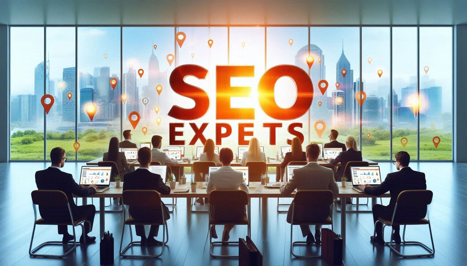 people in office with SEO Specialists text displaying - Digital Marketing Course Lahore